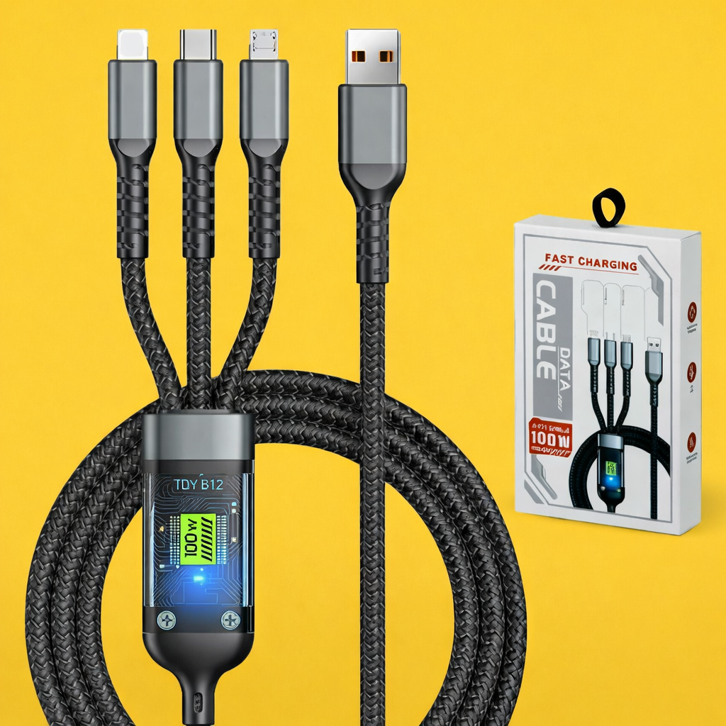 3 in 1 100W fast charging cable