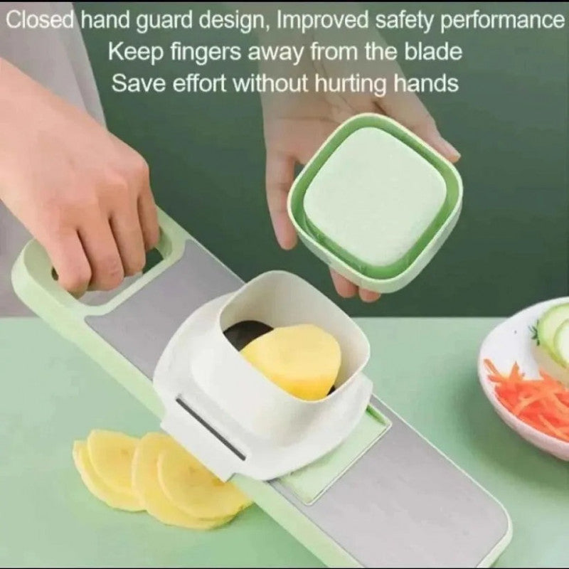 5-in-1 Multifunctional Vegetable & Fruit Slicer with 5 Blades and Hand Protector