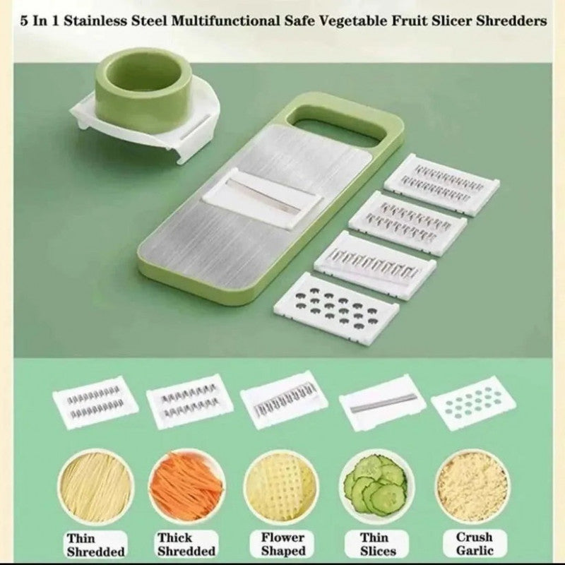 5-in-1 Multifunctional Vegetable & Fruit Slicer with 5 Blades and Hand Protector